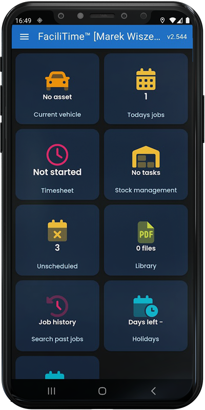 FaciliTime-Dashboard für mobile Anwendungen